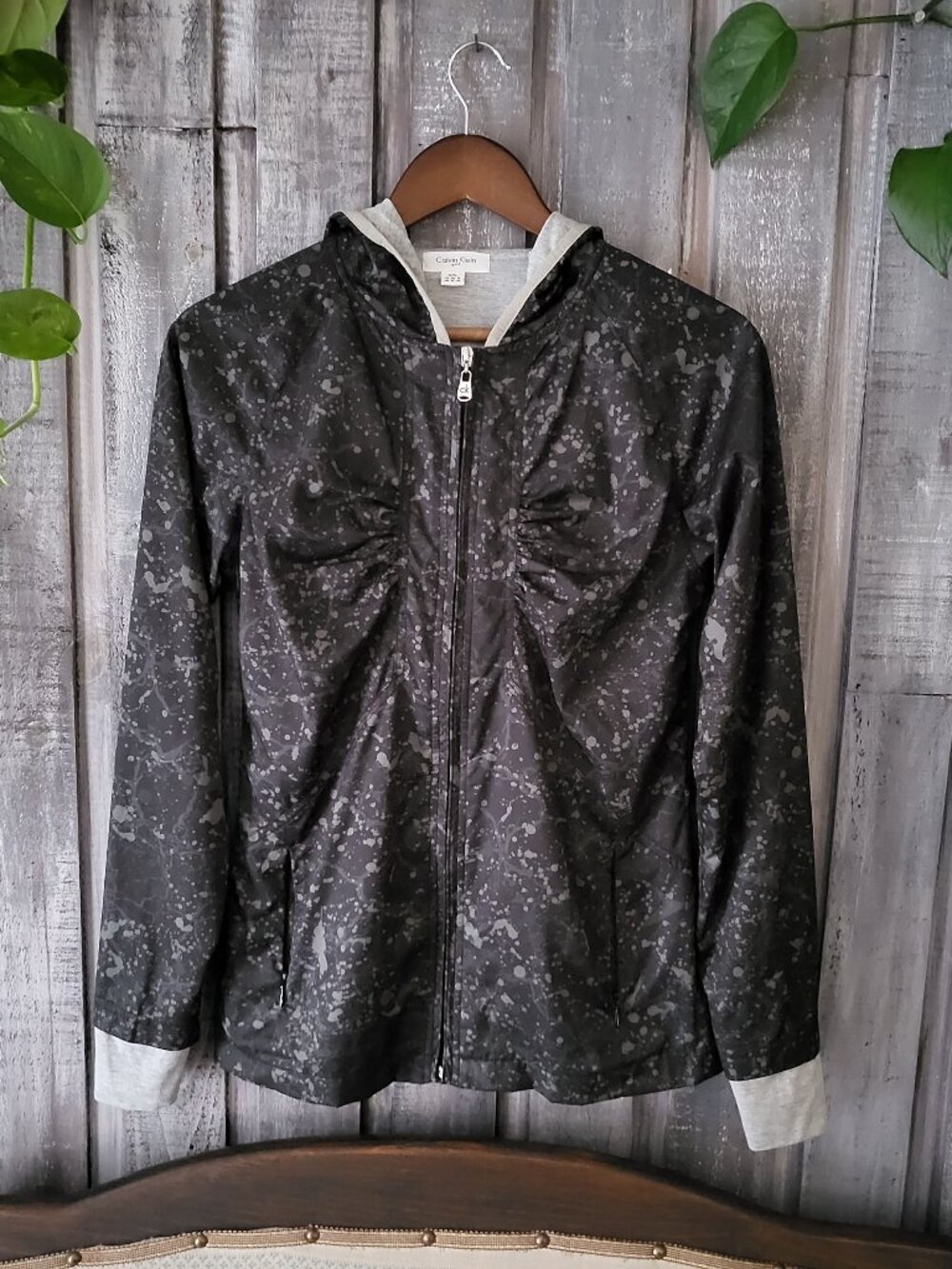 Calvin Klein Jacket Full Zip Hooded Secure Pockets Size M